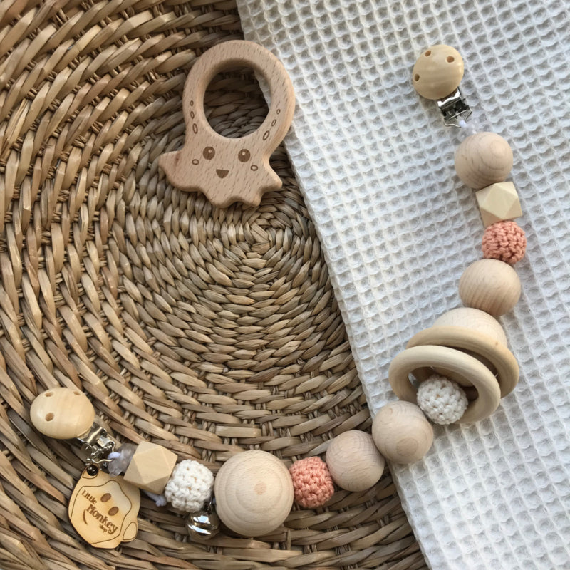 Little Monkey Shop - Car Tensioner - White & Baby Pink