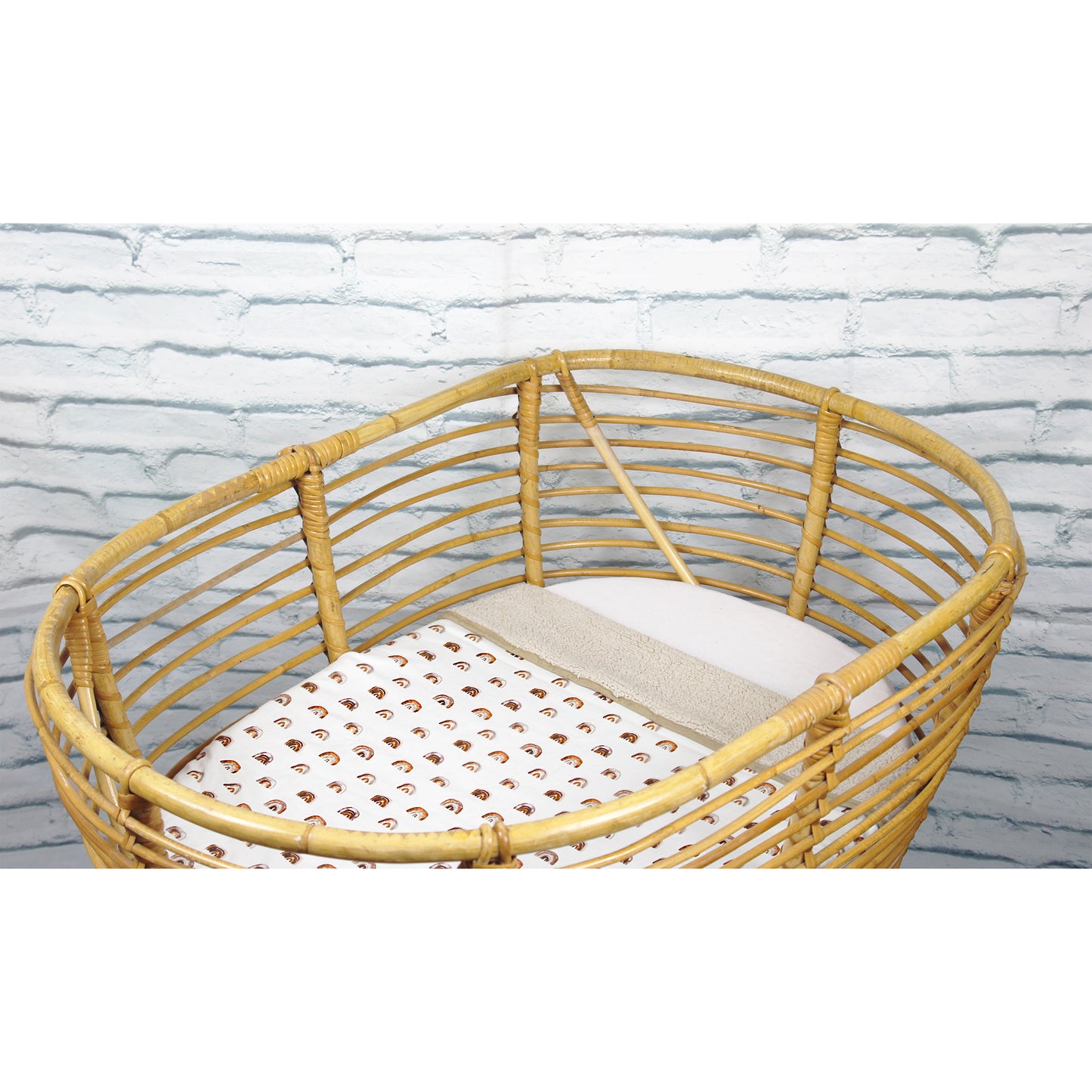 Baby Blanket - White with Brown Rainbows