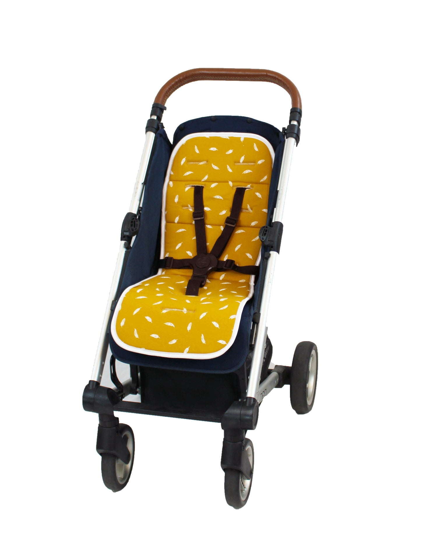 Buggy Inlegkussen - Okergeel met Witte Veertjes