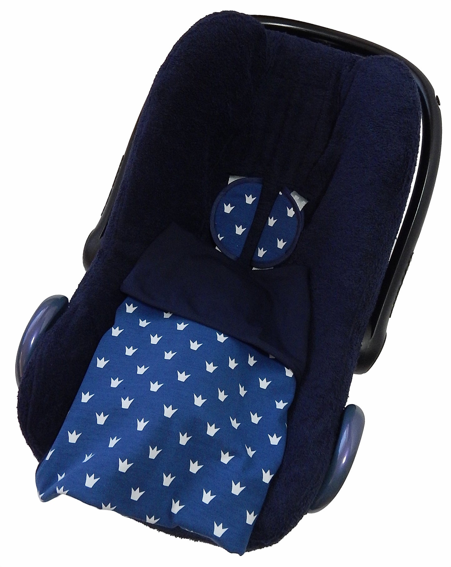 Babydeken - Blauw met Witte Kroontjes