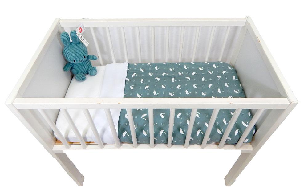 Babydeken - Mint met Witte Zwaantjes