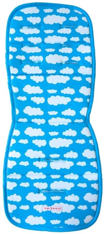 Buggy Cushion - Aqua Blue with White Clouds