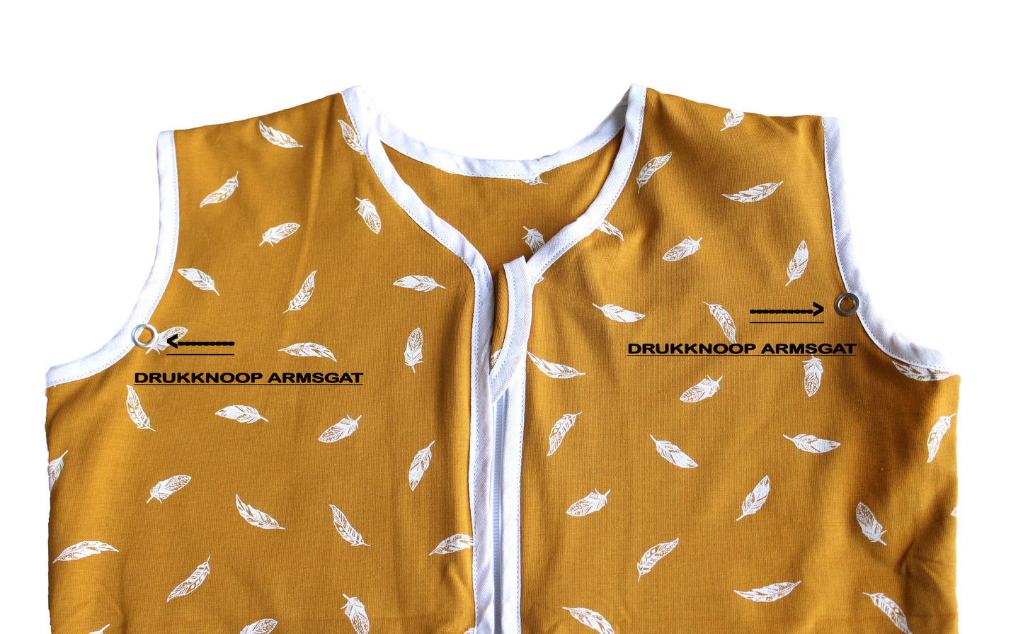 Baby Slaapzak - Oker met Witte Veertjes