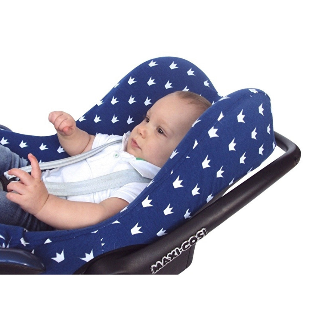 Maxi Cosi cover - Cobalt Blue with White Crowns