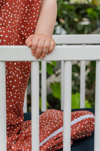 Baby Sleeping Bag - Rust Red with White Dots
