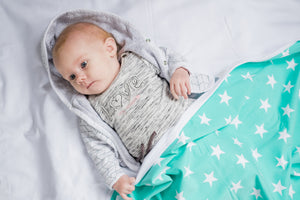 Baby Blanket - Mint Green with White Stars