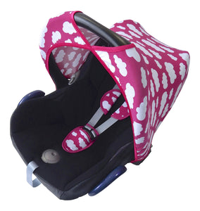 Maxi Cosi Seat Belt Pads - Pink with White Clouds