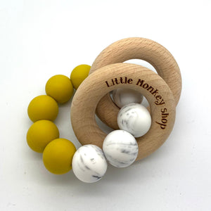 Little Monkey Shop - Teether Ring - Marble & Ocher