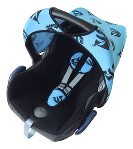 Maxi Cosi Seat Belt Pads - Blue with Black Sailboats