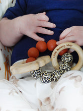 Load image into Gallery viewer, Little Monkey Shop - Teether Ring - Rust &amp; Panther with figure
