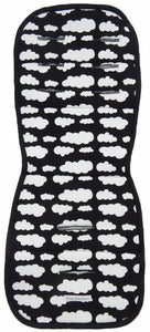Buggy Cushion - Black with White Clouds