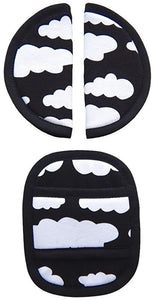 Maxi Cosi Seat Belt Padding Covers - Black with White Clouds