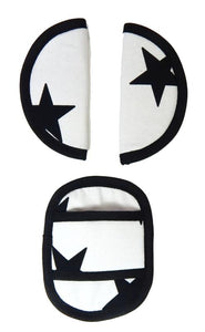 Maxi Cosi Belt Padding Covers - White with Black Stars