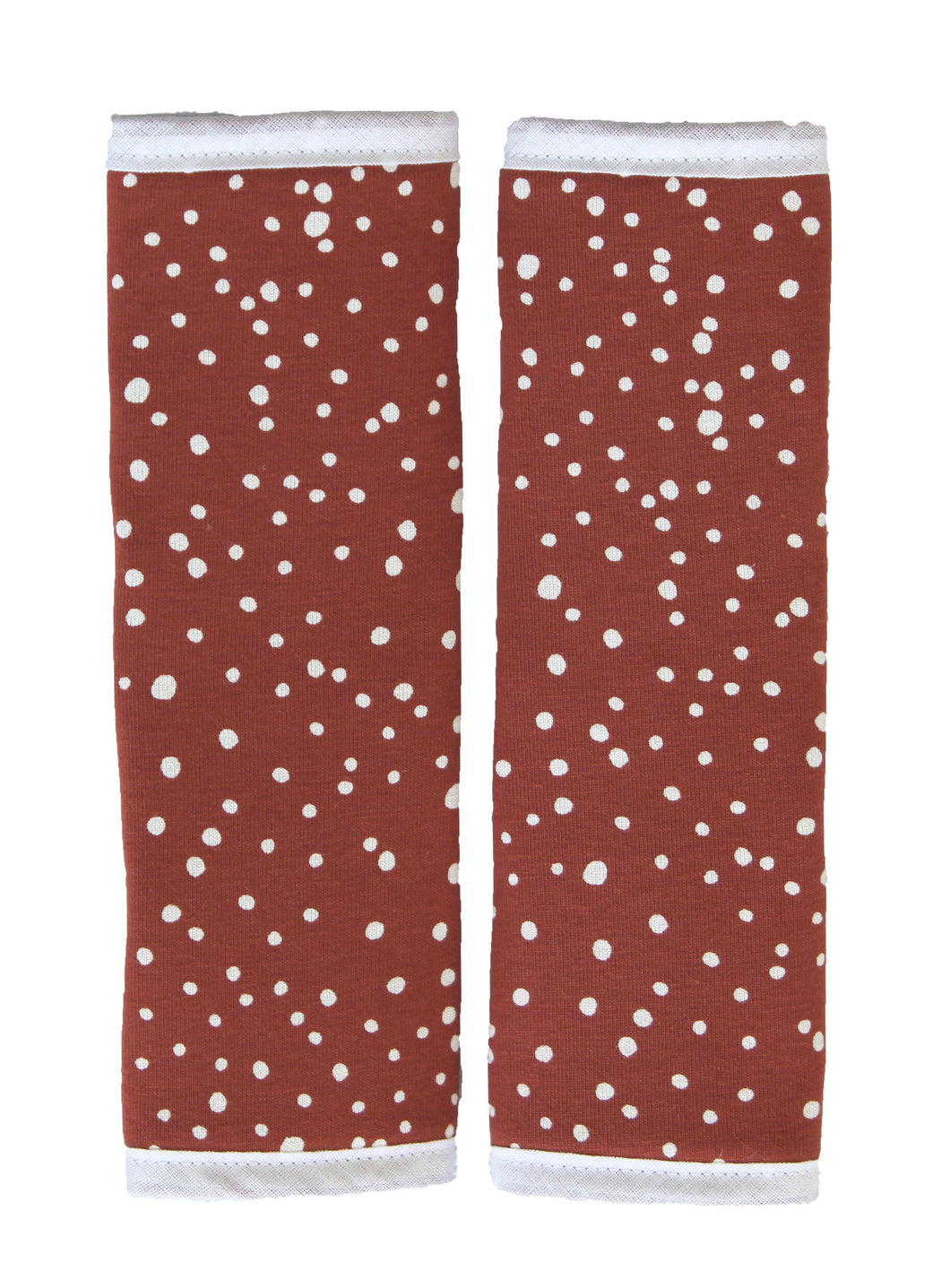 Seat Belt Pads Large Universal - Rust/Red with White Dots