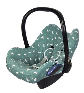 Maxi Cosi Seat Belt Pads - Mint with White Swans