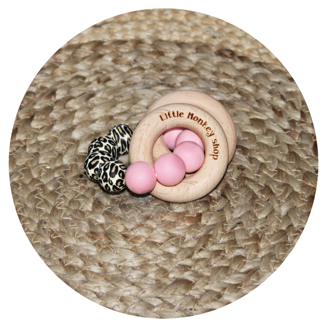 Little Monkey Shop - Teether Ring - Pink & Panther