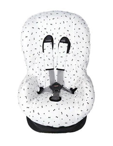 Universal Car Seat Cover Group 1+ - White with Black Bows